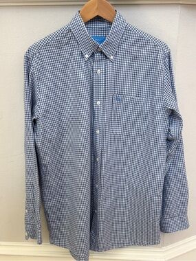 Coast Men’s Light Blue Plaid Button-Down Shirt - 100% Cotton